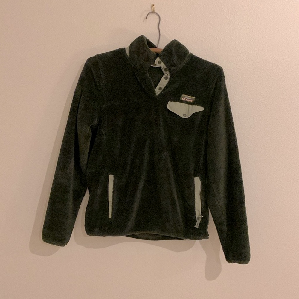 LL Bean quarter button up dark green women’s small